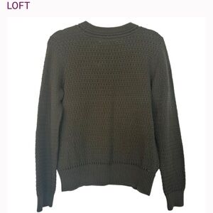 LOFT Olive Pointelle Crew Neck Sweater